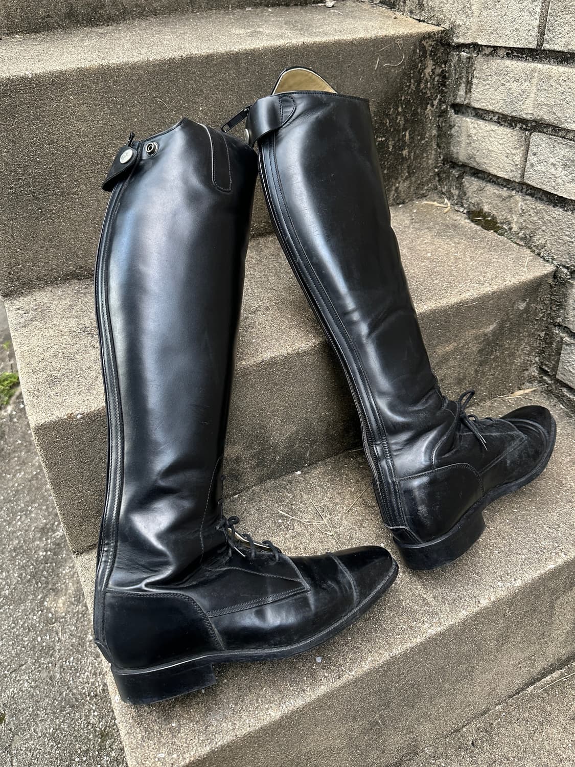 Golden horse laceup leather riding boots 상품이미지4