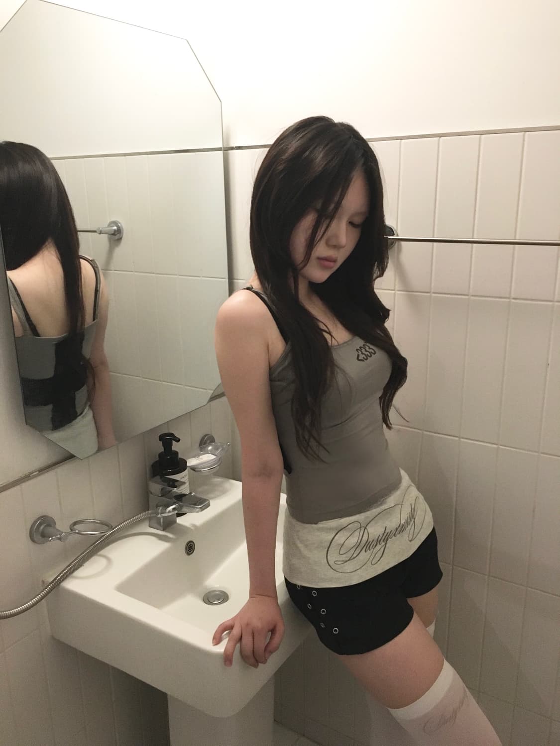 Gray Lettering layerd Shorts 상품이미지4