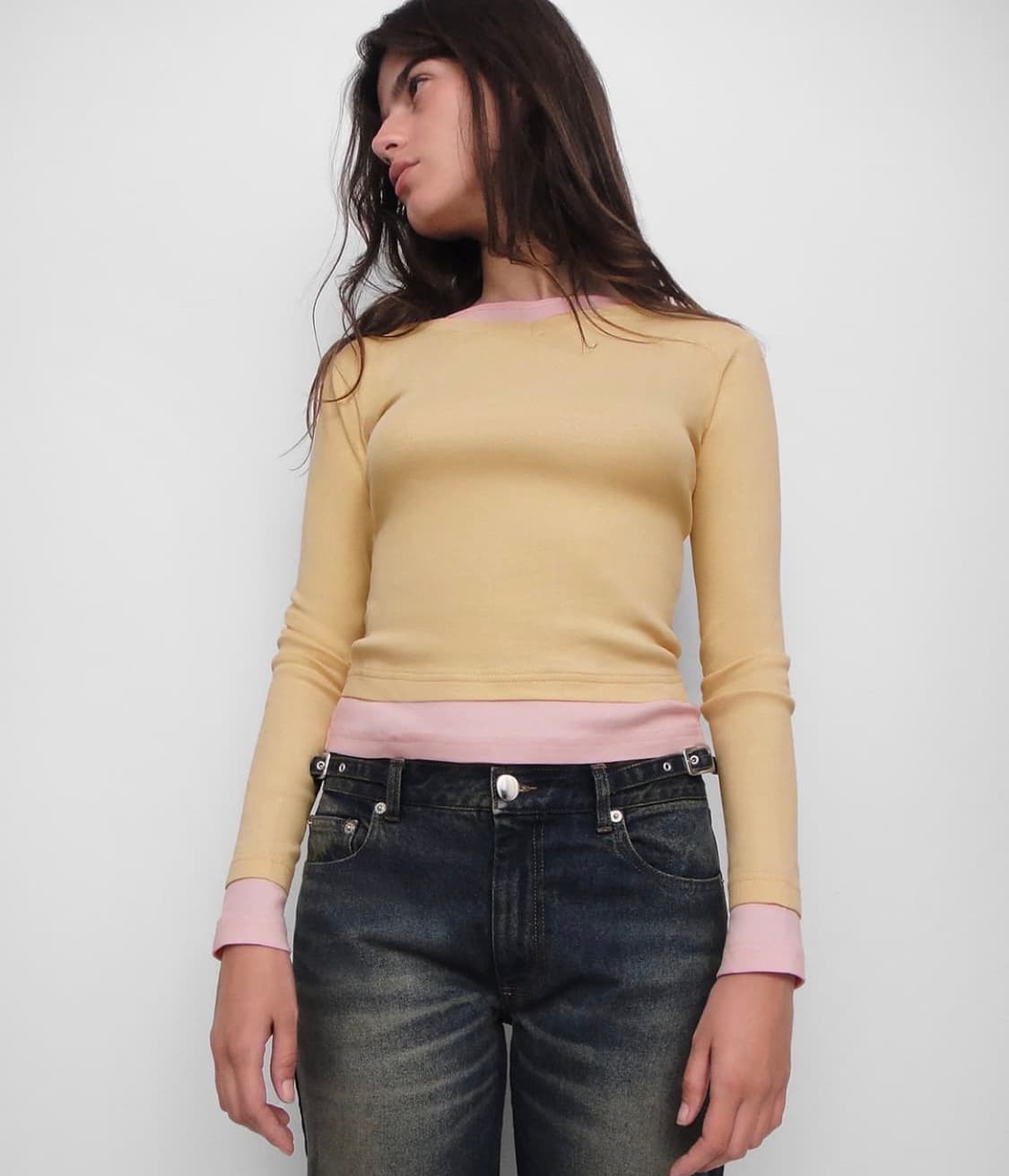 [M]기마구아스 Samm 레이어드 티셔츠/옐로우 상품이미지1