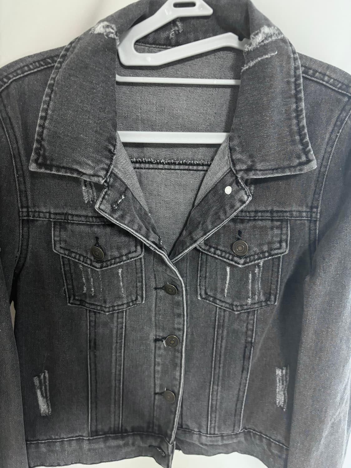 빈티지 락시크 펑크 그레이 데미지 데님 자켓 흑청 자켓 상품이미지4