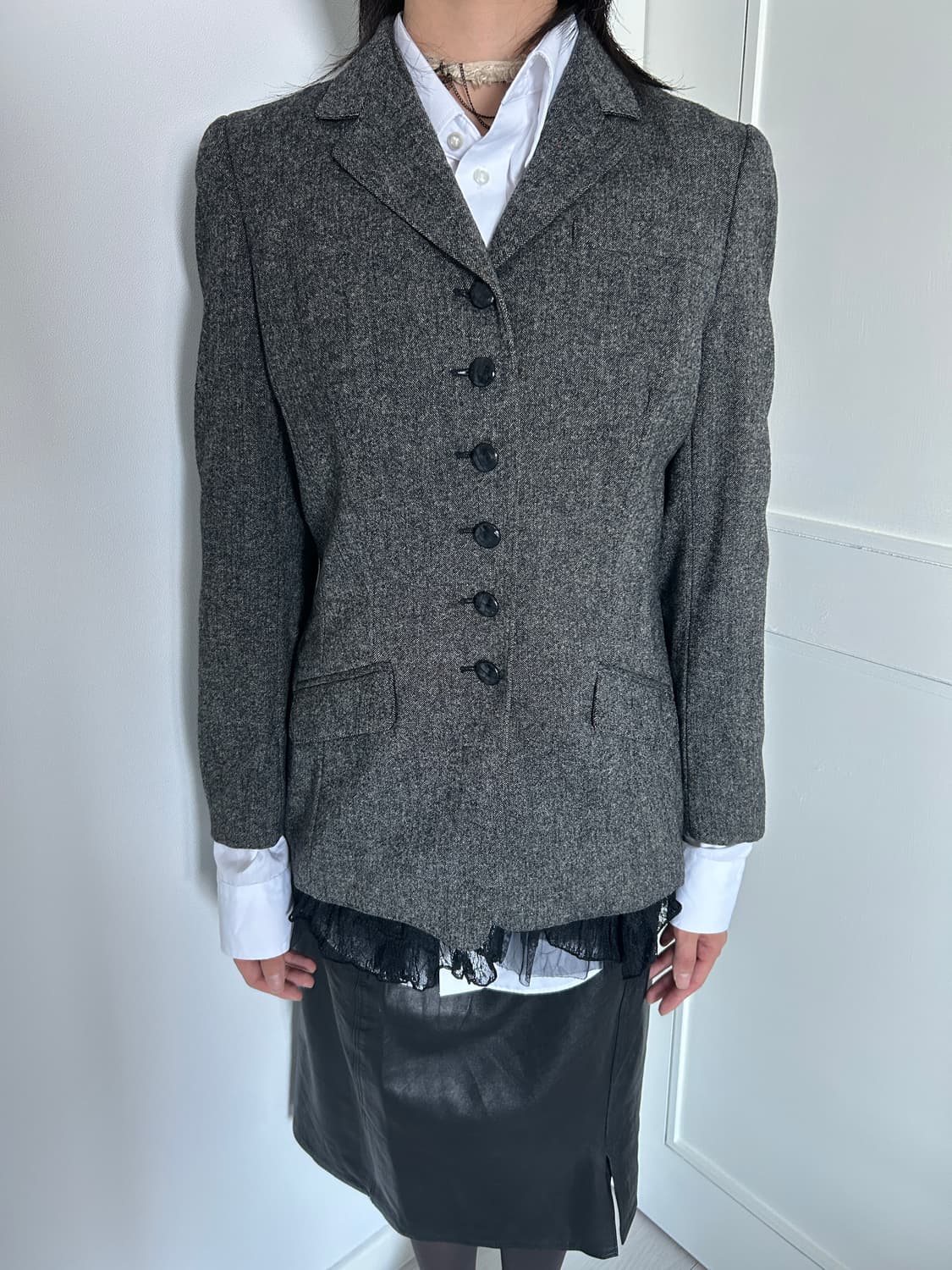 Grey Fitted Button Jacket / 빈티지 슬림핏 자켓 상품이미지2