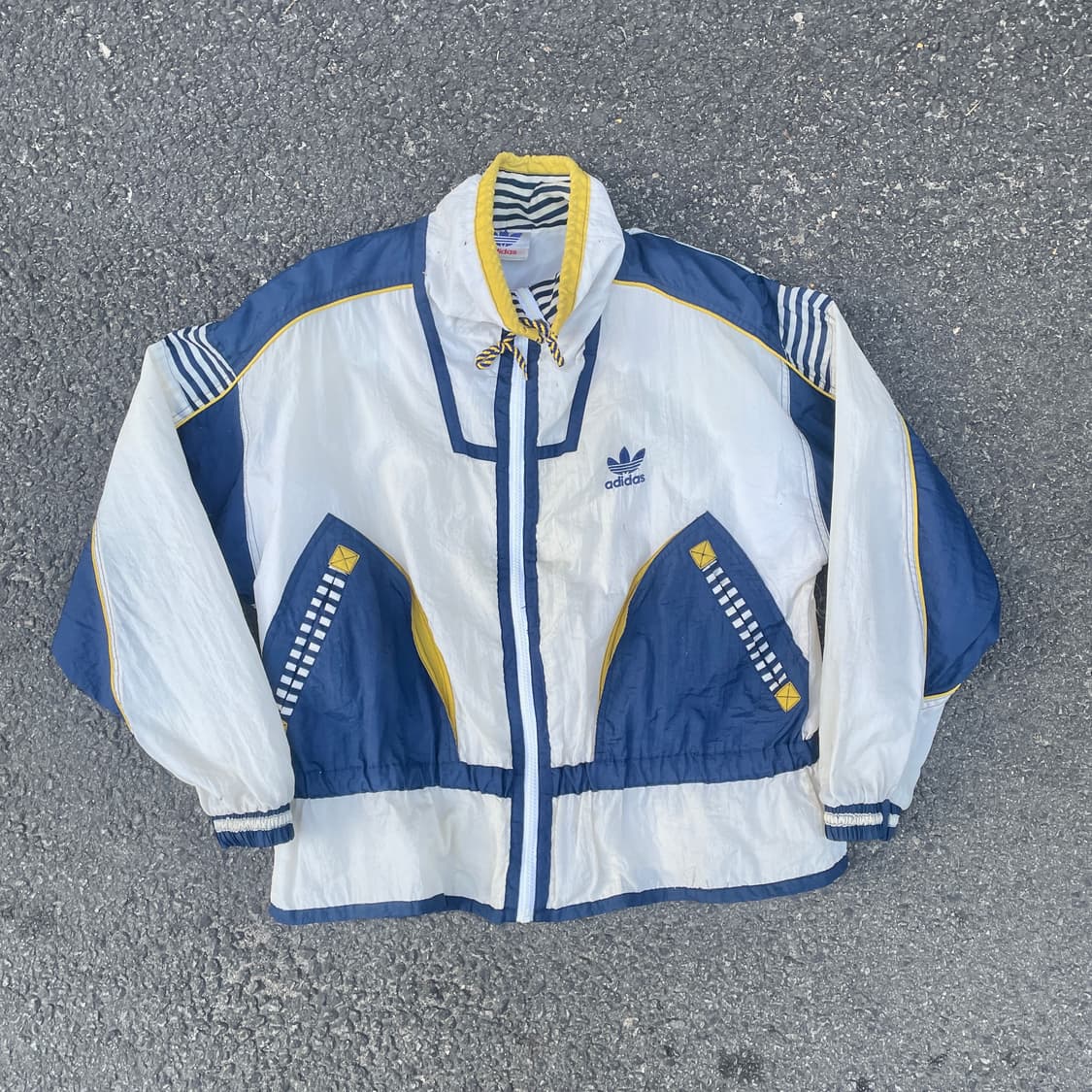 80s 아디다스 대대장 빅로고 자수 트랙자켓 올드스쿨 바람막이 XL 상품이미지3