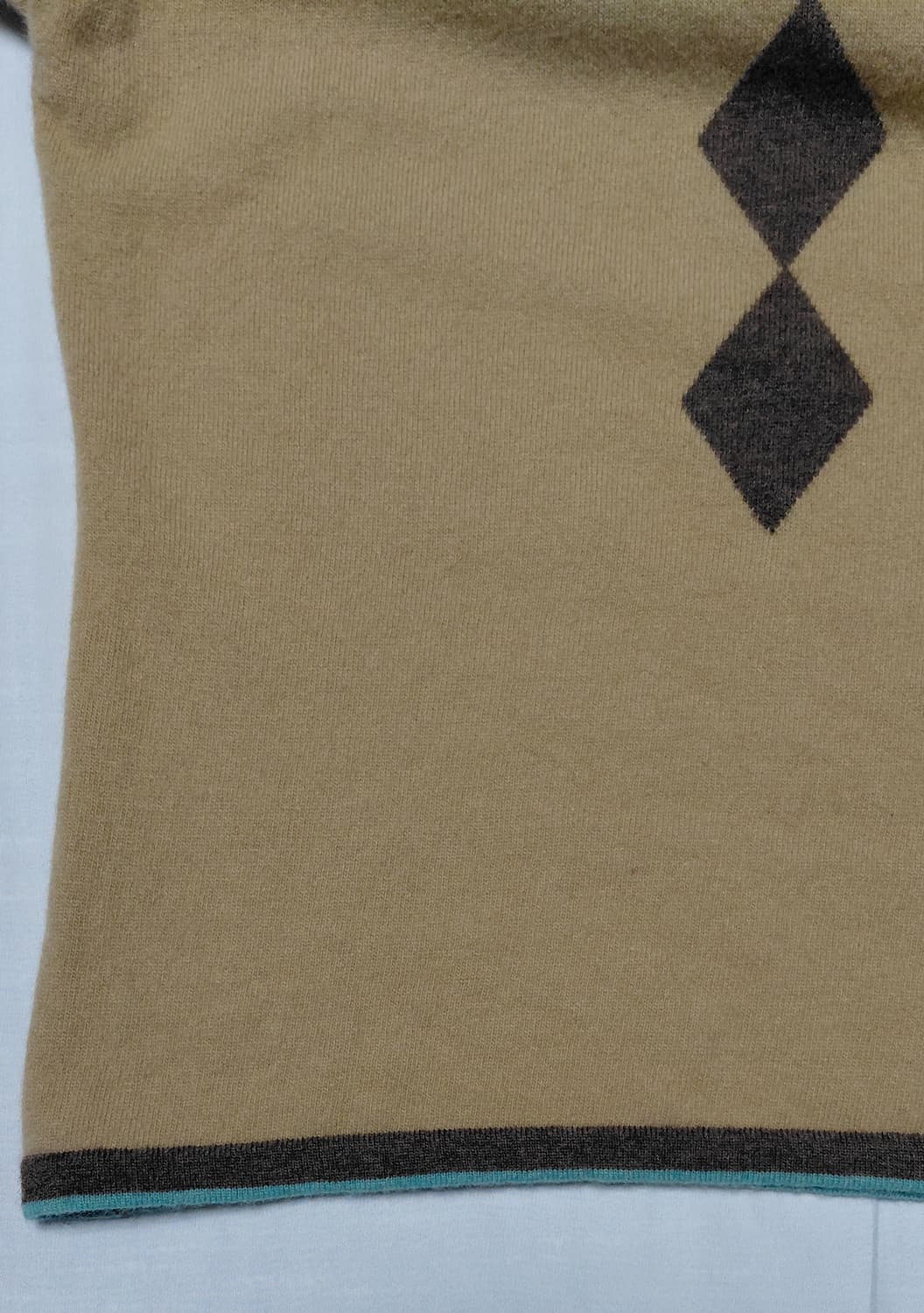 (울 100%) IY BASICS 아가일 패턴 반팔 터틀넥 니트 상품이미지4