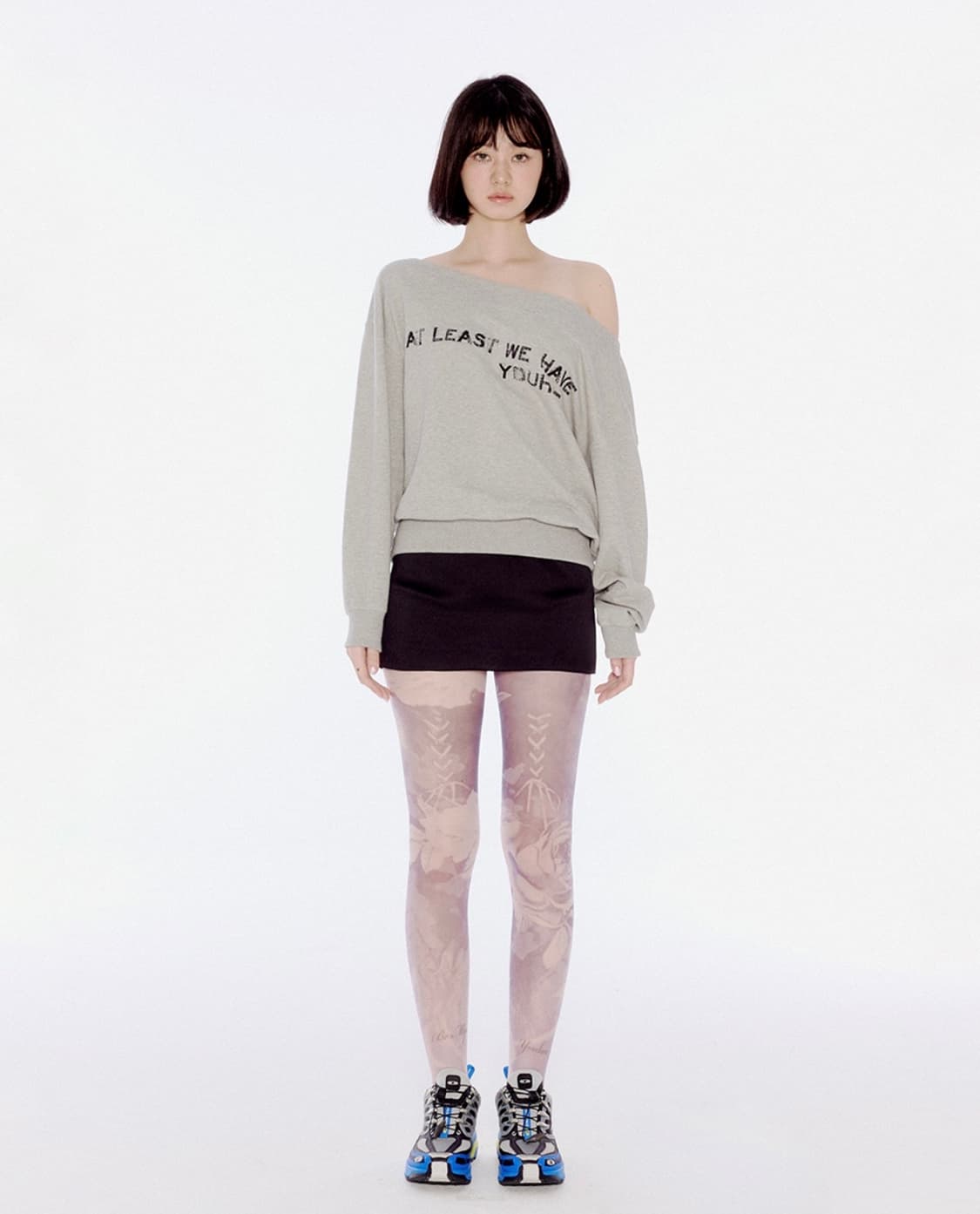 유희 OFF SHOULDER SWEATSHIRTS MELANGE GREY 상품이미지1