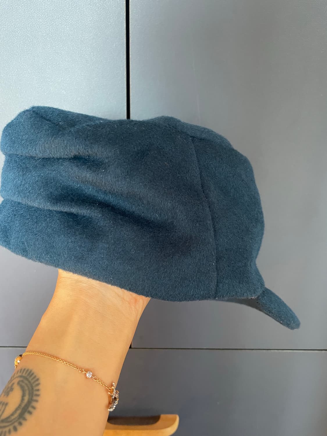 북극곰 패치 플리스 뮤트 네이비 와이드 캡 상품이미지2