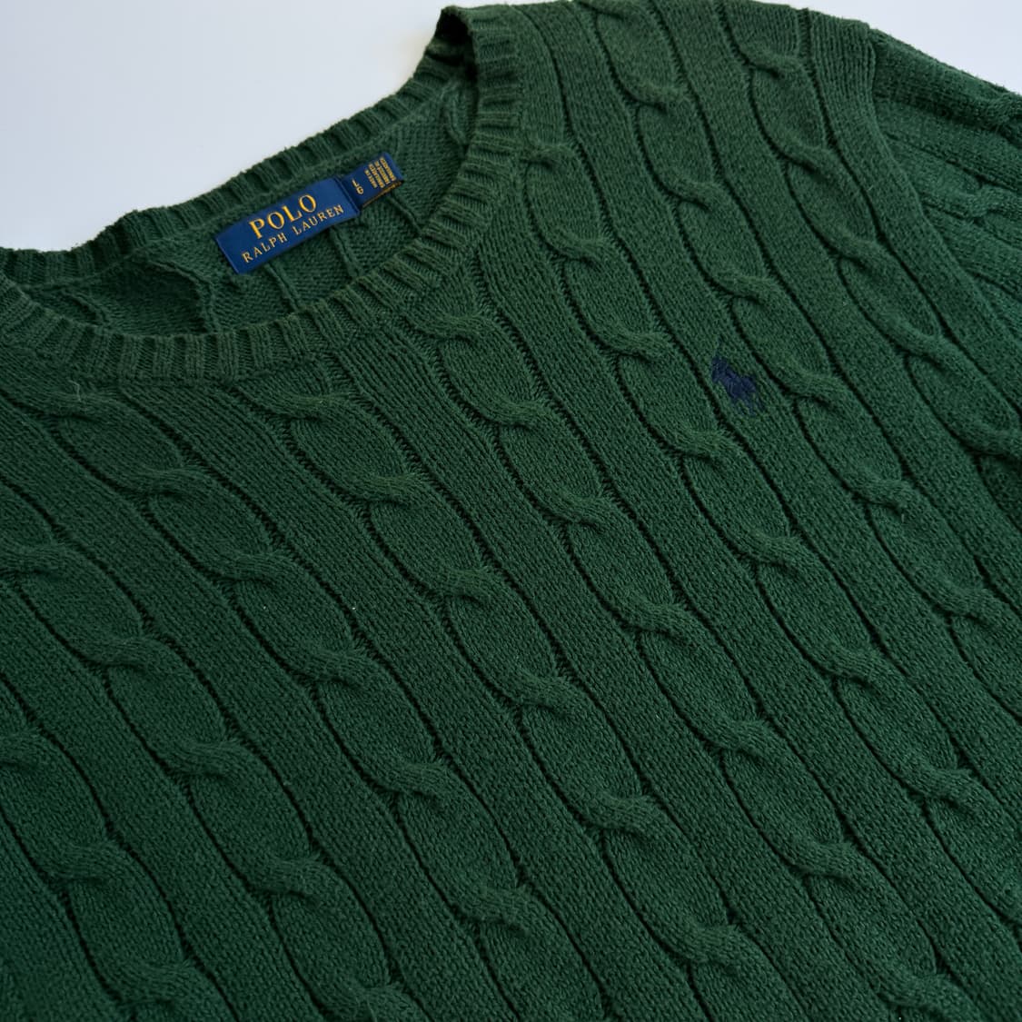 Polo  폴로 랄프로렌 자수 코튼 그린 꽈배기 니트  상품이미지3