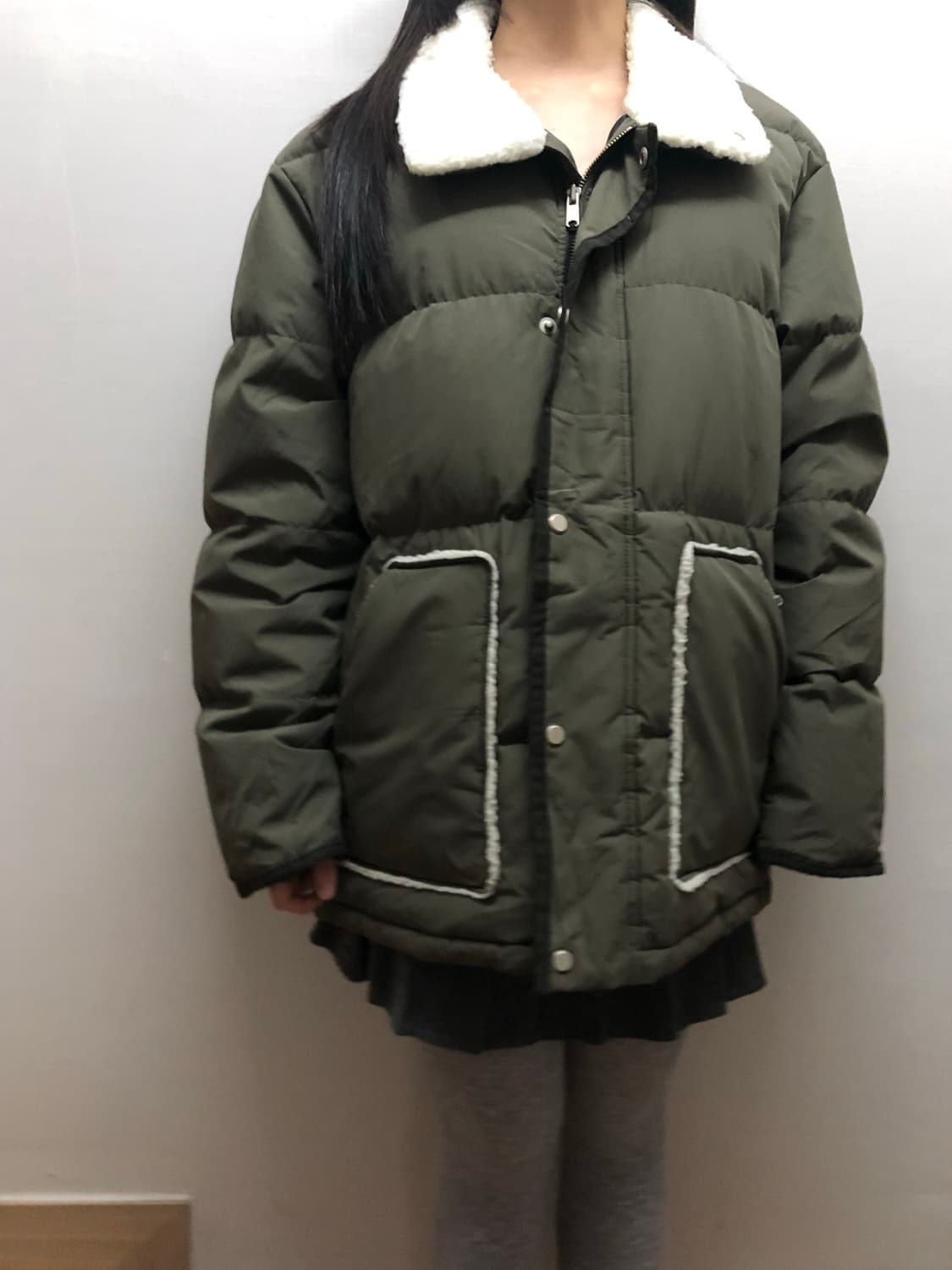 빈티지 카키 퍼 디테일 점퍼 상품이미지6