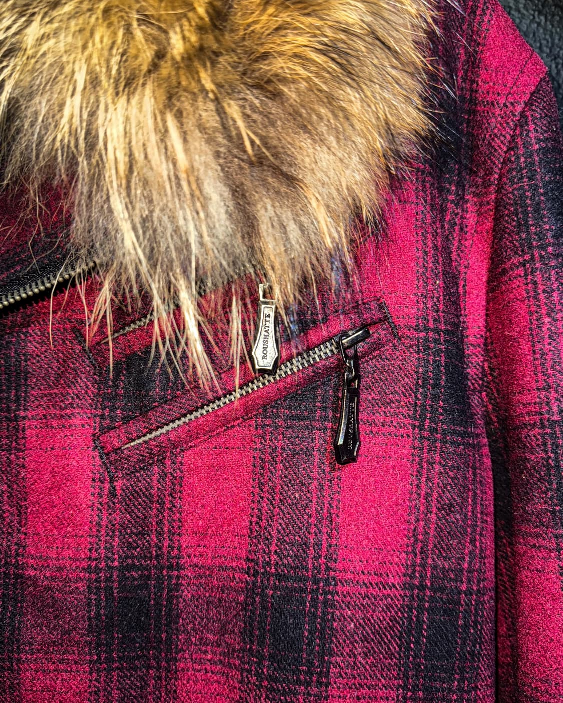 ROUSHATTE – Fur Collar Red Check Riders  상품이미지3