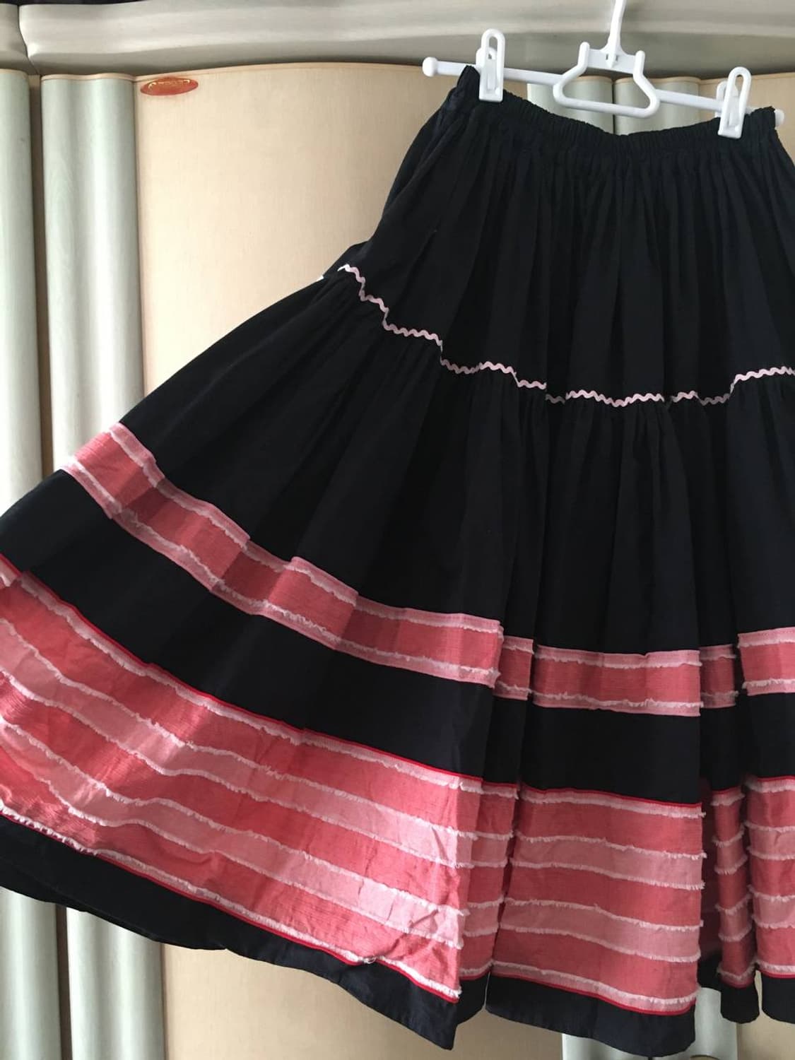 일본빈티지 캉캉 블랙 핑크 스커트 상품이미지3