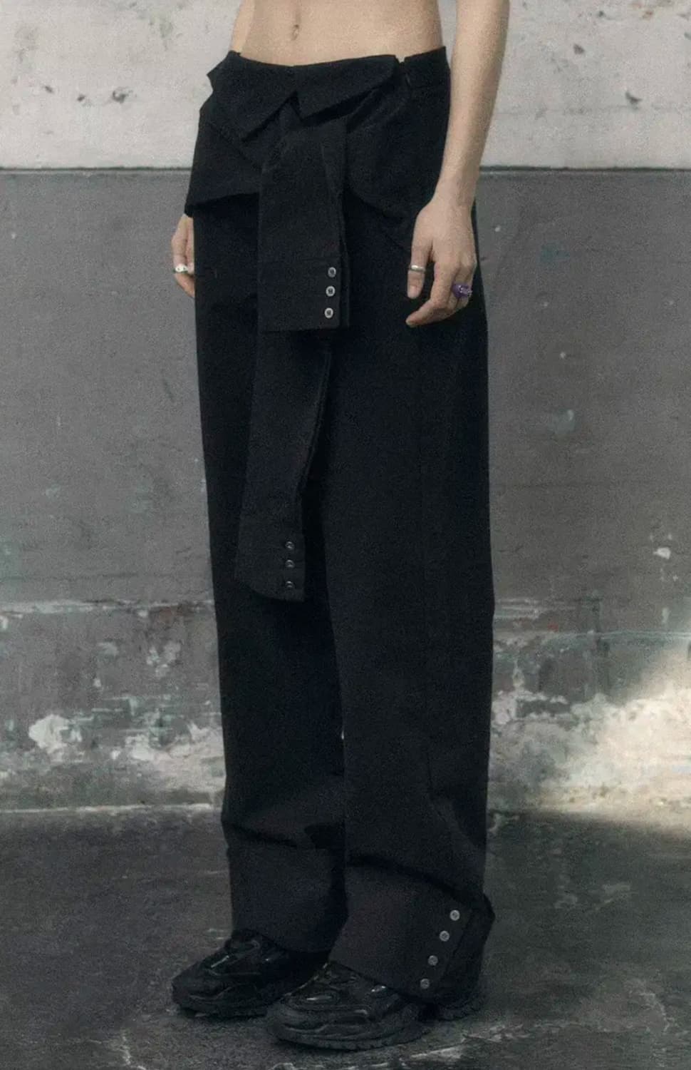 보헴서 팬츠 TURNUP WIDE SHIRT PANTS, BLACK ,L 상품이미지2