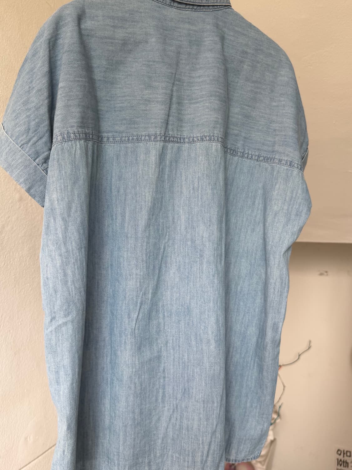 워싱 데님 롤업 반팔 셔츠 상품이미지6