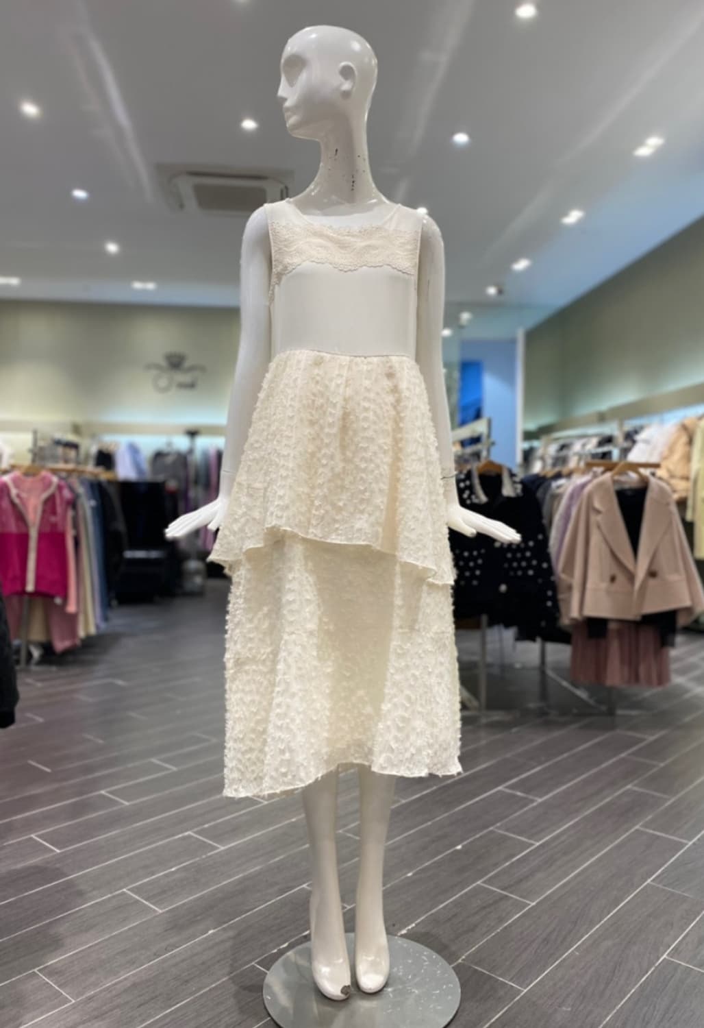 오즈세컨 슬리브리스 프린지 티어드 원피스 44~55사이즈 상품이미지2