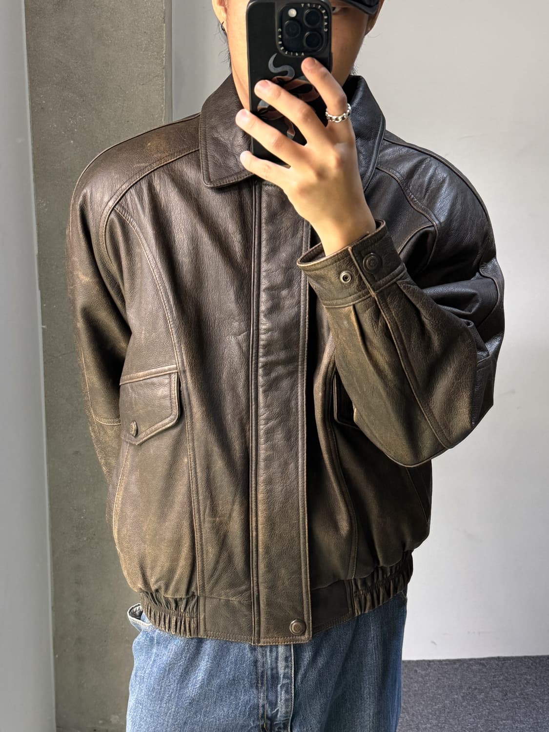 지타노 90‘s 레더 봄버 자켓 상품이미지1