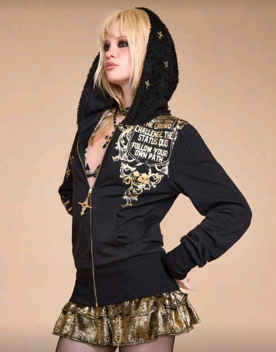 쉬인 롬위 오네갸루 고스펑크 날개 후드집업 상품이미지1