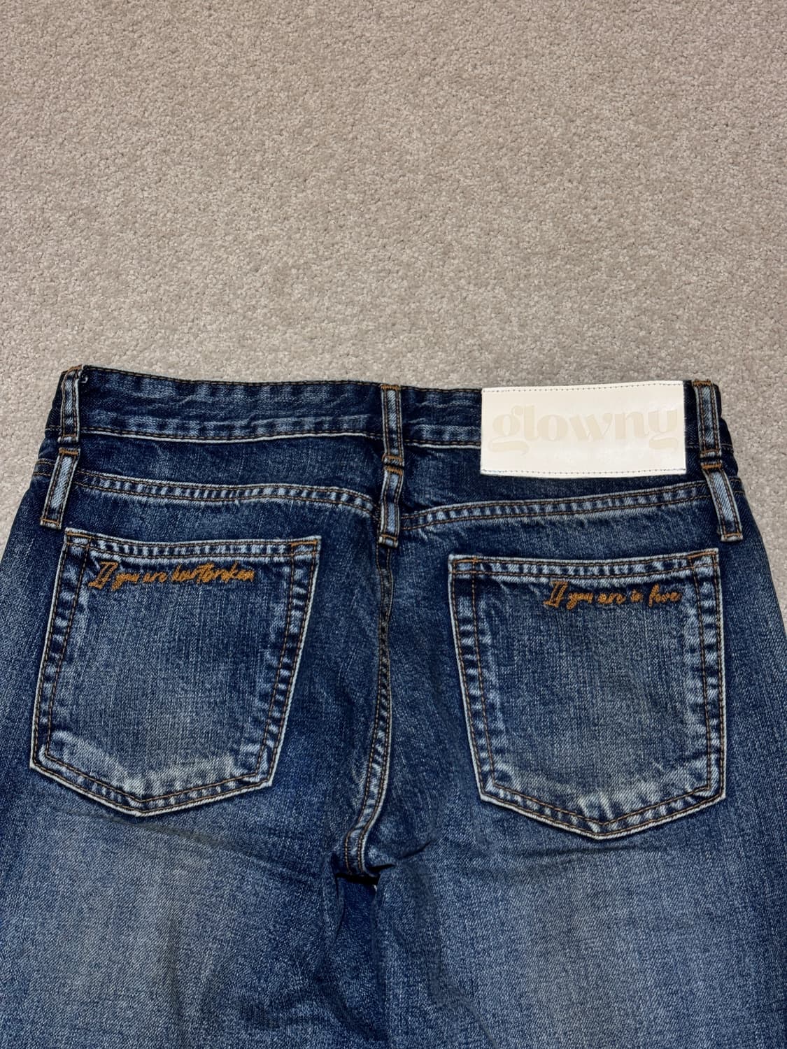 글로니 더블 벨티드 부츠 컷 데님 진 블루 (s) 상품이미지5