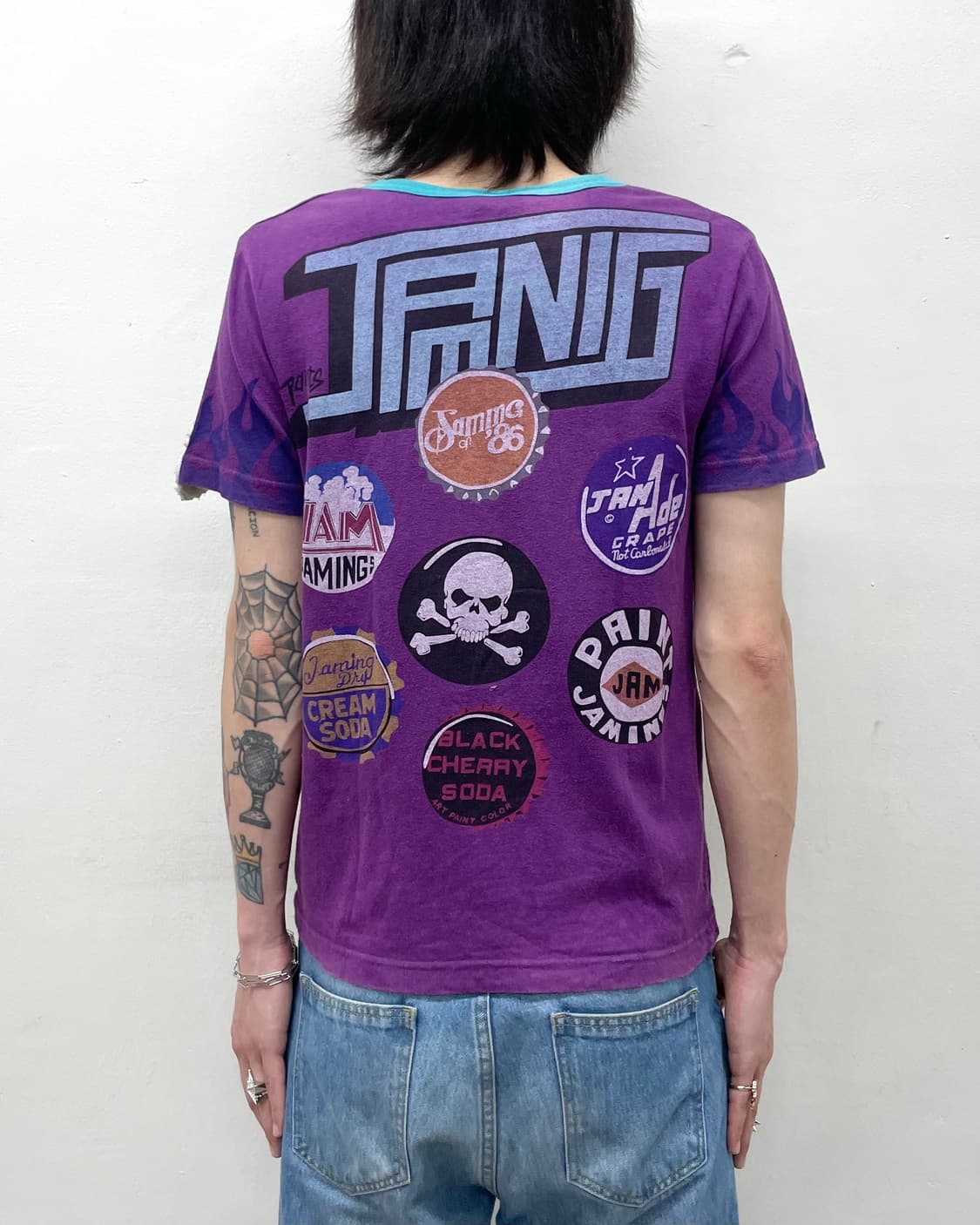 Big Skull Flame Jam Purple T-shirt 상품이미지2