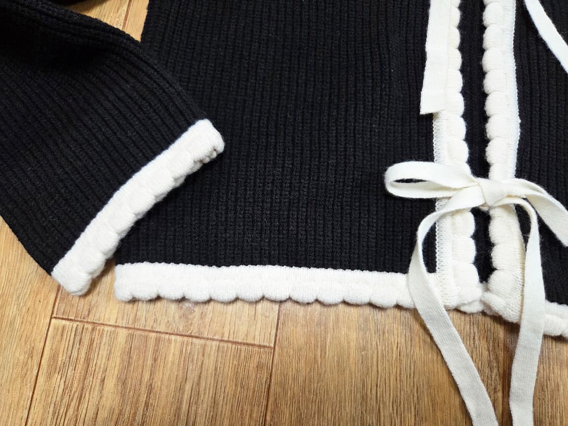 유어네임히얼 배색 리본이 가디건 프리사이즈 새상품 상품이미지8