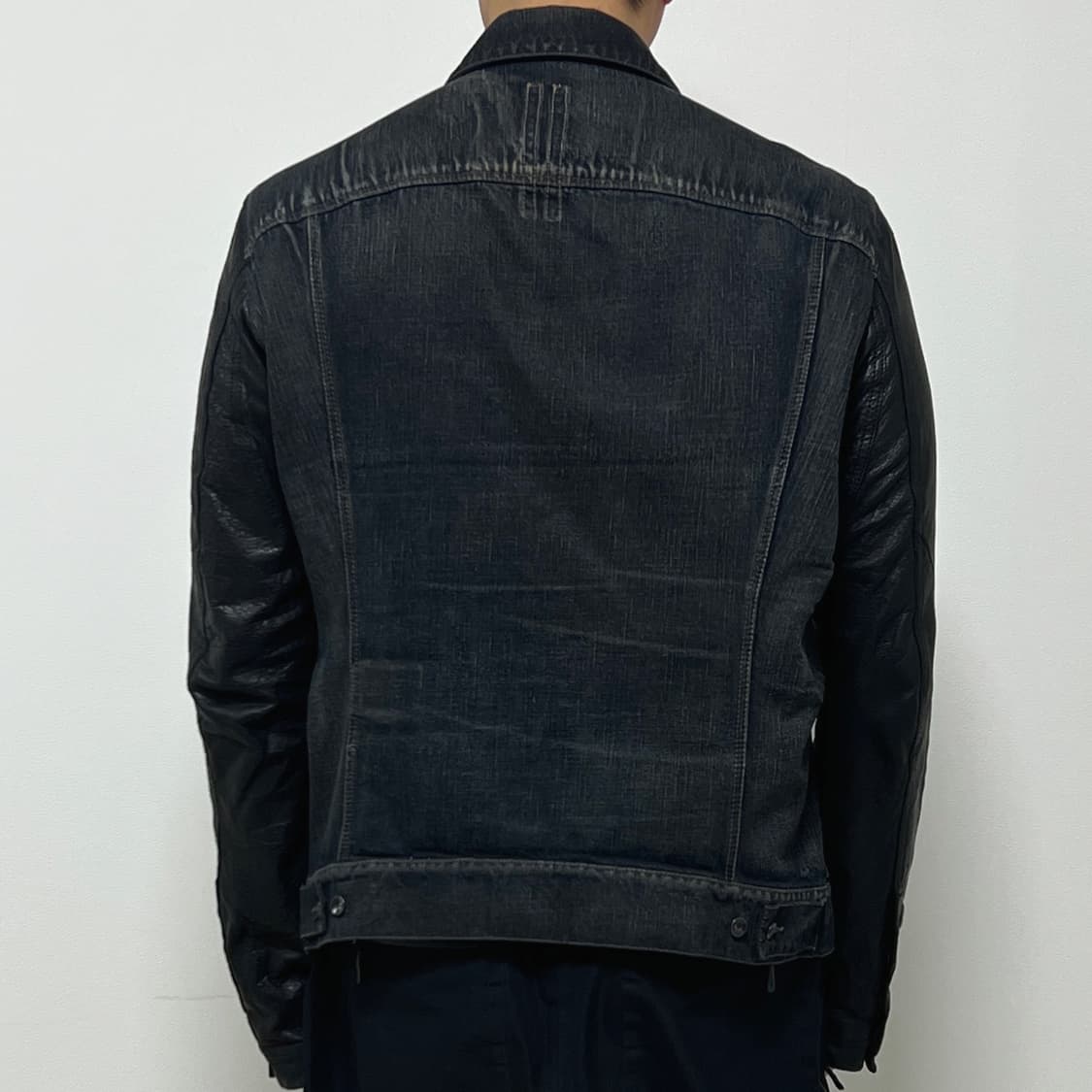 릭오웬스 10SS 다크쉐도우 팔가죽 데님 자켓 블루 블랙 상품이미지2