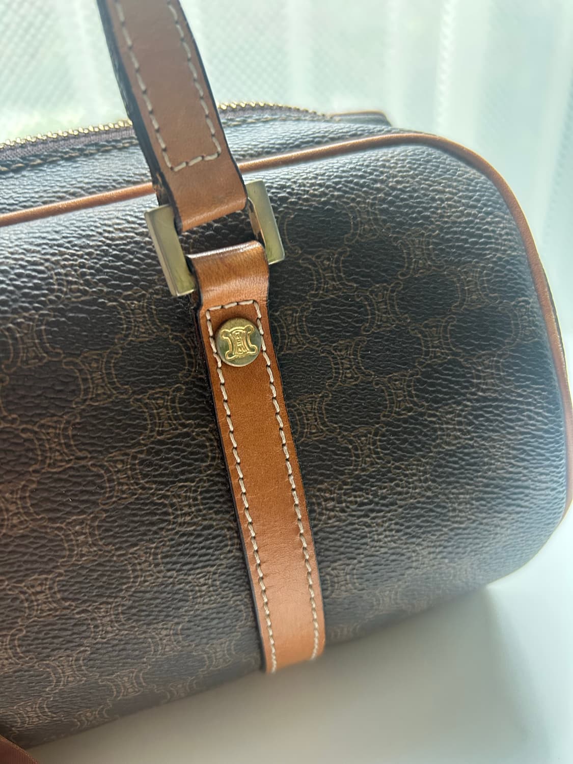 🤎))셀린느 정품 마카담 볼링 보스턴백 브라운 y2k 빈티지 가방 상품이미지3