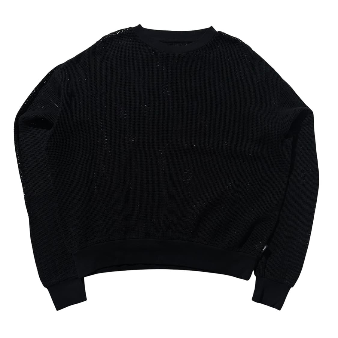 스투시 코튼 메쉬 롱슬리브 크루넥 블랙 상품이미지1