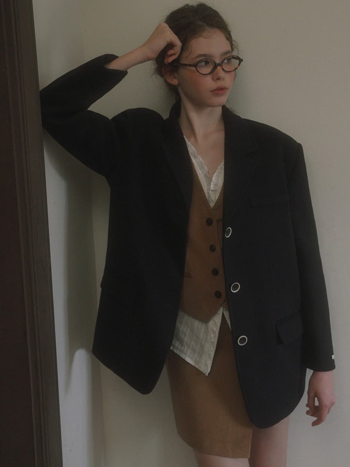 위드아웃썸머 핸드메이드 하프코트 네이비 상품이미지2