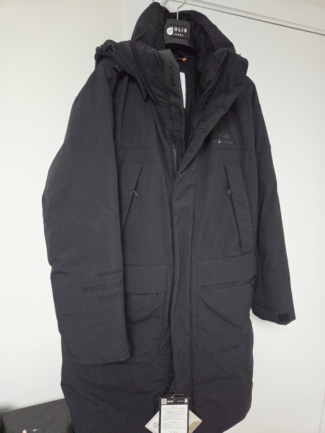 [새상품] 아이더 이누이트 고어 윈드스토퍼 구스다운 롱패딩 블랙 105 상품이미지3