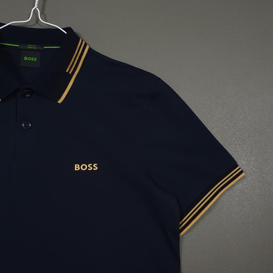 S) 휴고보스 BOSS 스트레치 코튼 슬림핏 폴로 셔츠 반팔 카라티 상품이미지5