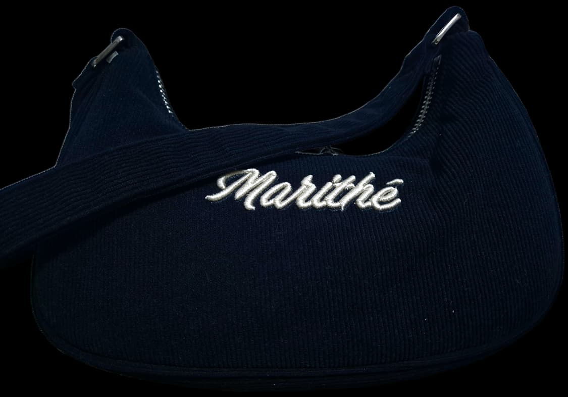 마리떼 자수 로고 코듀로이 숄더백 블랙 상품이미지7