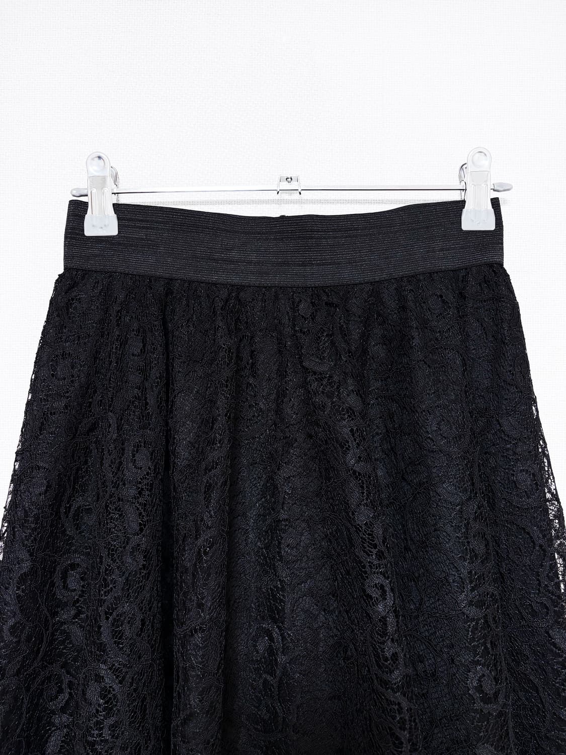 Lace Flare Midi Skirt – Black 상품이미지5