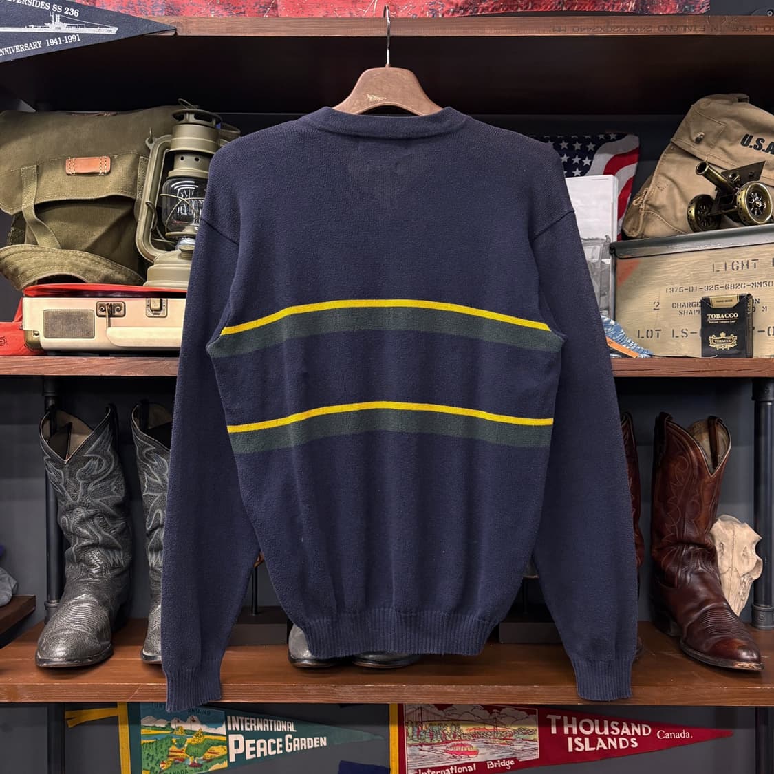 90s 폴로 랄프로렌 브이넥 스트라이프 코튼니트 쉴드패치 N520 상품이미지2