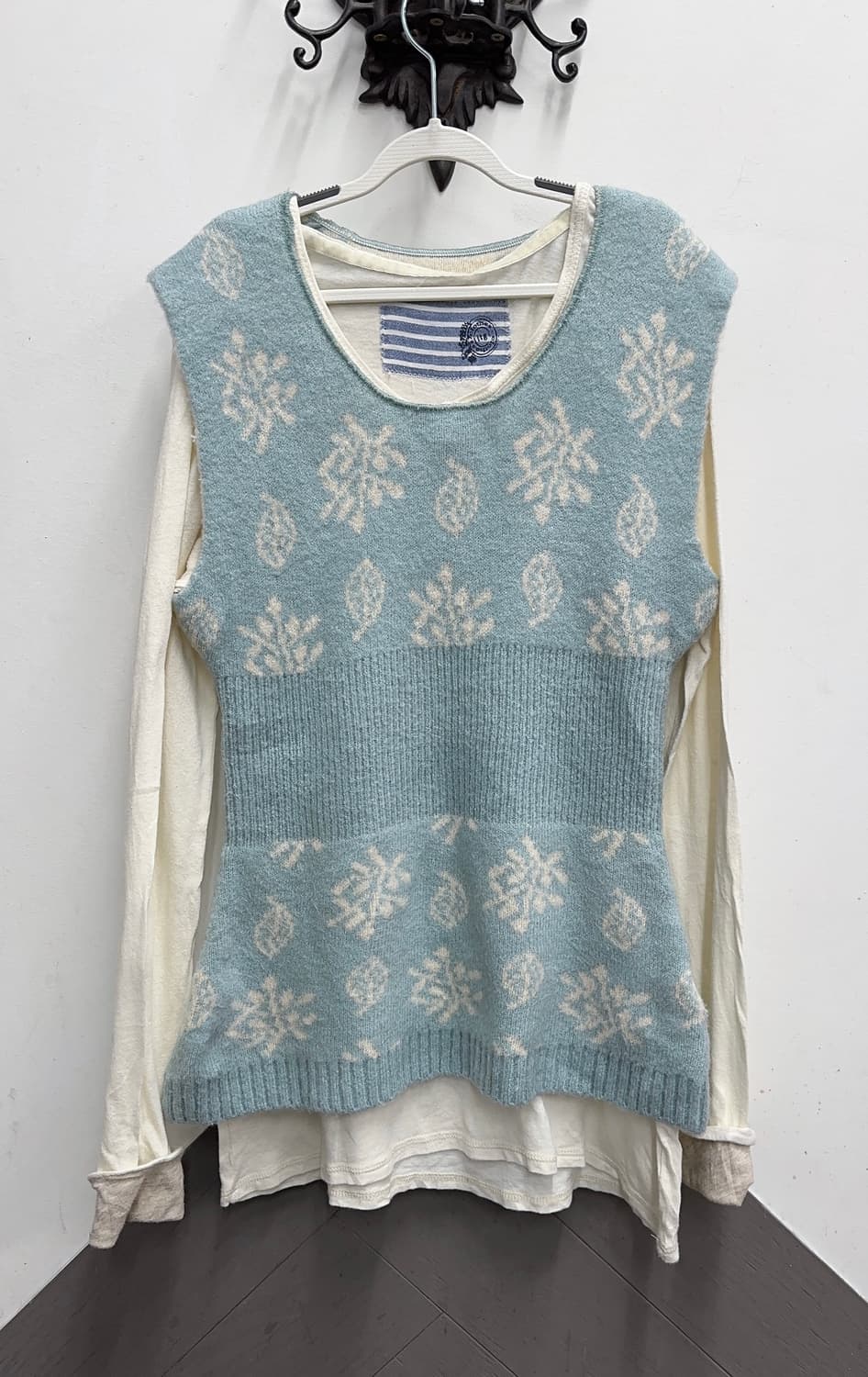 🩵하구미의 모리걸 코디세트 🩵 러블리 하늘색 스커트 레이어드 베스트  상품이미지2