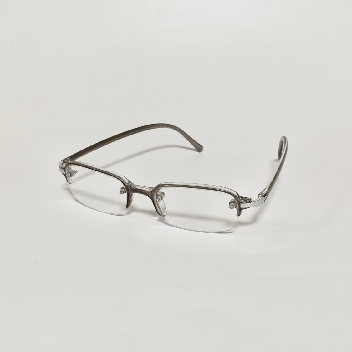 944 빈티지안경 데드스탁 투명 젤리 반무테 안경 브라운 펄그레이 클리어 상품이미지1