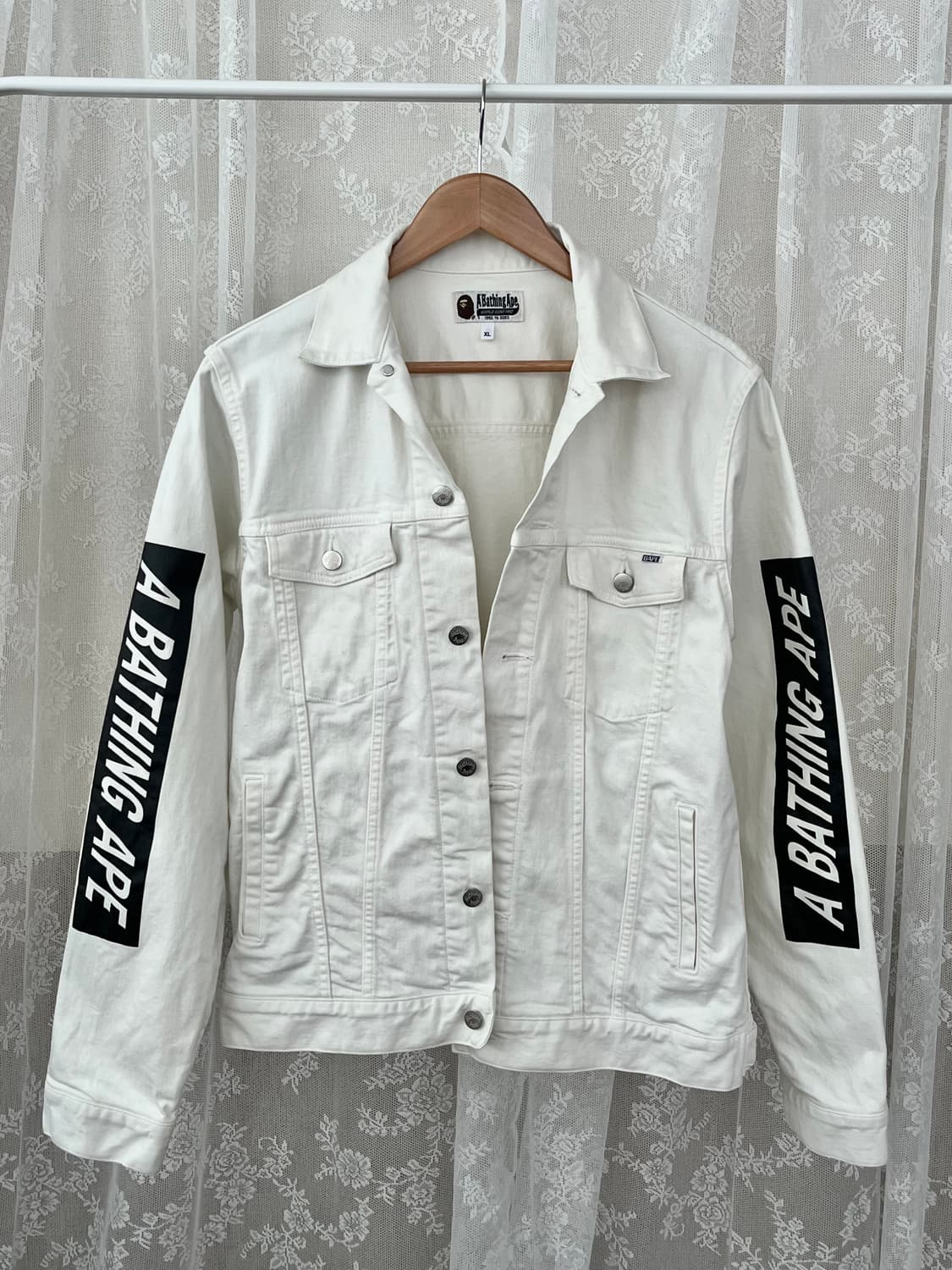 XL) A Bathing Ape 베이프 데님 자켓 화이트 상품이미지1