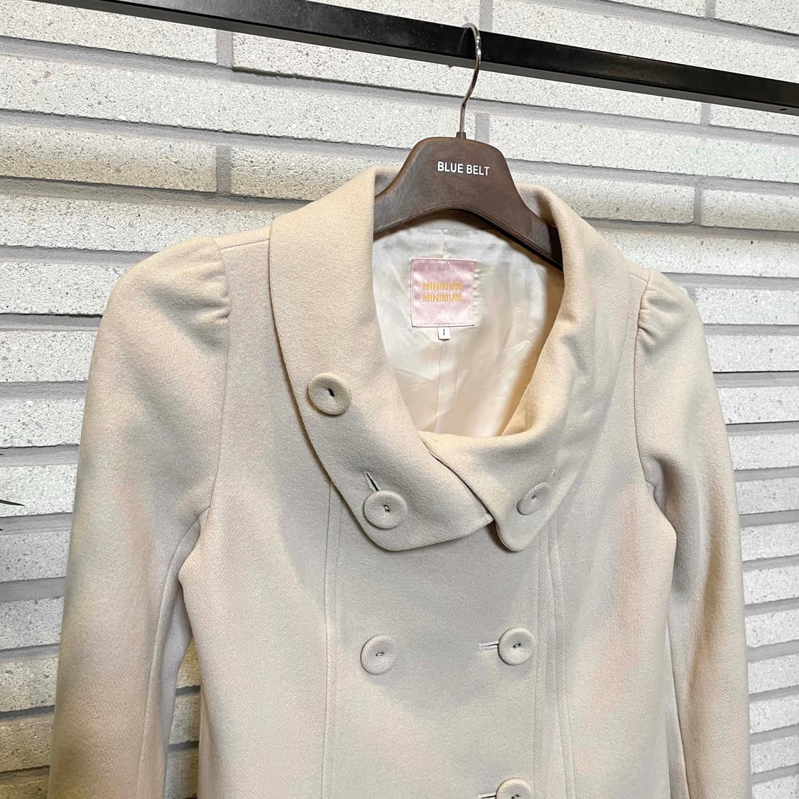 JPN VINTAGE 하프 코트 하이넥 더블 버튼 투포켓 디테일 아이보리 상품이미지4