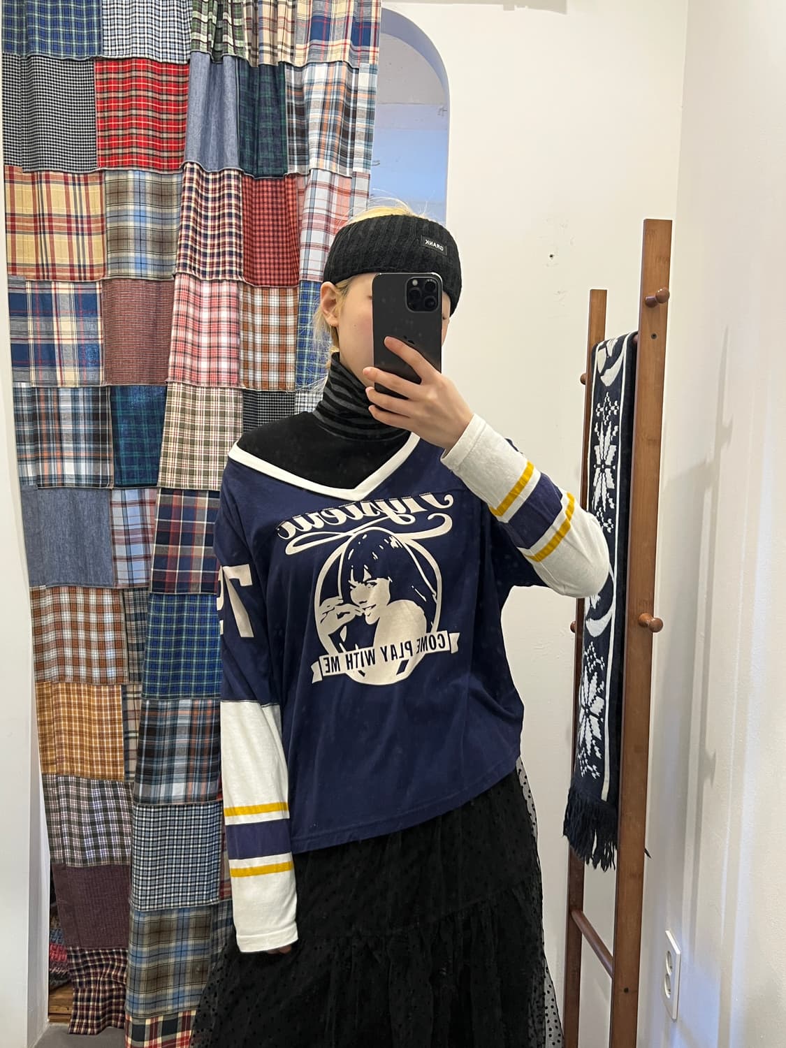 히스테릭글래머 브이넥 네이비 히스걸 롱슬리브 상품이미지4