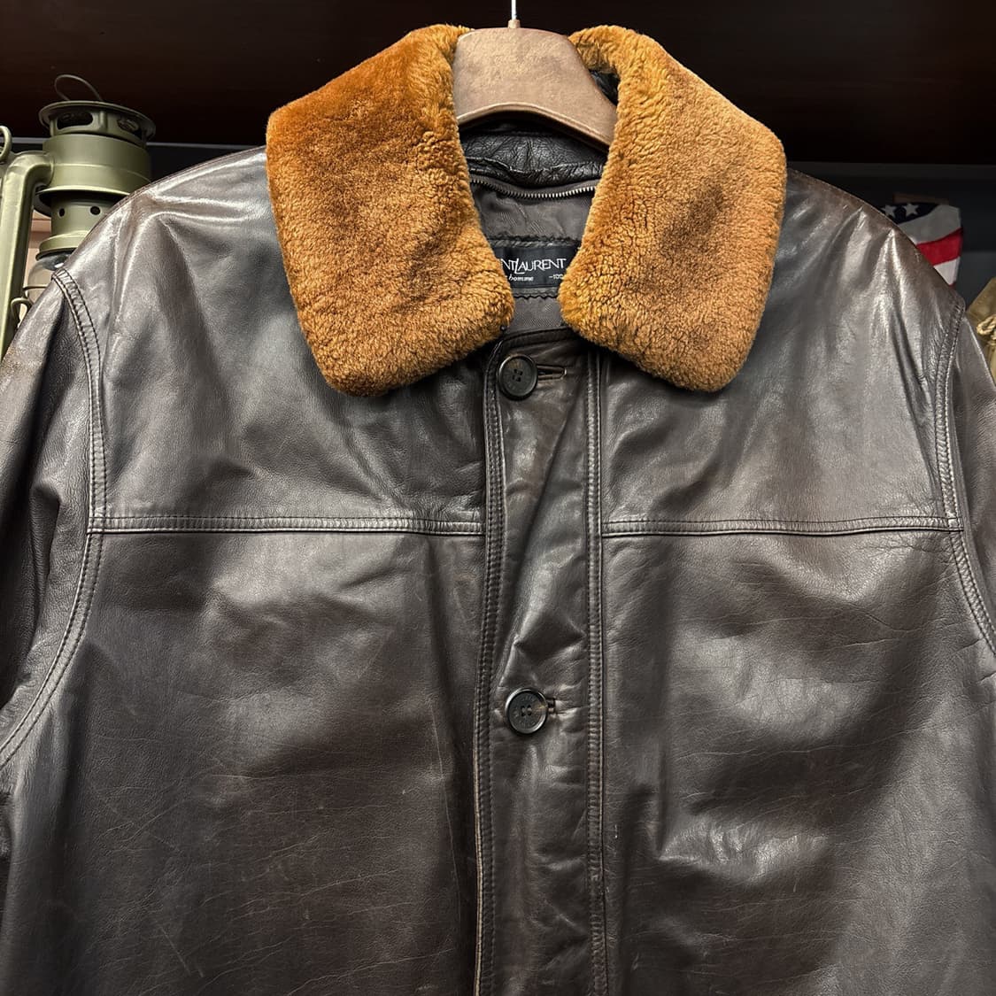 90s YSL 옴므 엠버레더 쉐르파카라 카코트 N940 상품이미지3