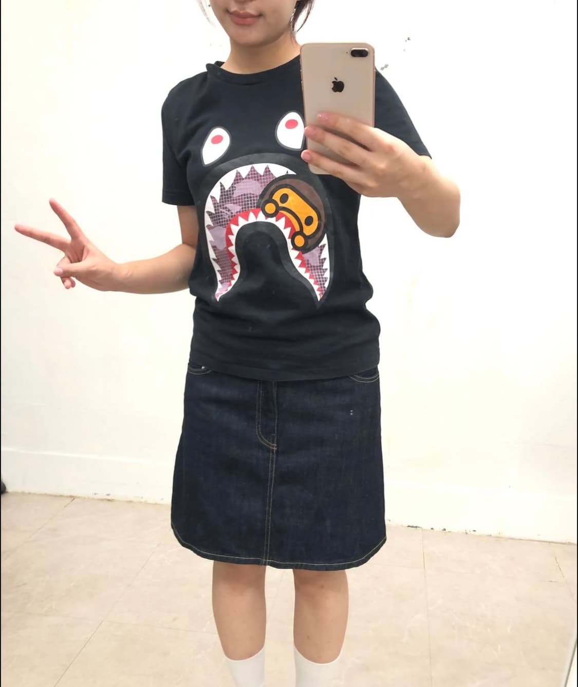 베이프 베이비 마일로 딱붙핏 반팔 티셔츠 상품이미지2
