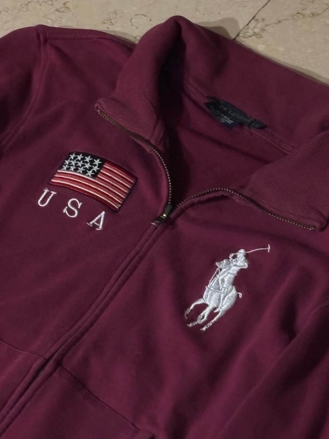 폴로 랄프로렌 빈티지 빅포니 usa 성조기 자주색 집업 상품이미지1