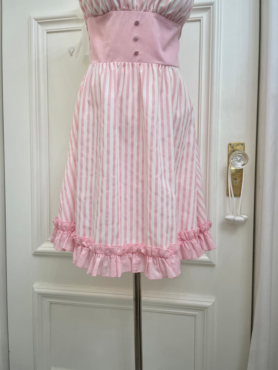 pink white stripe lace bow cotton halter 상품이미지9
