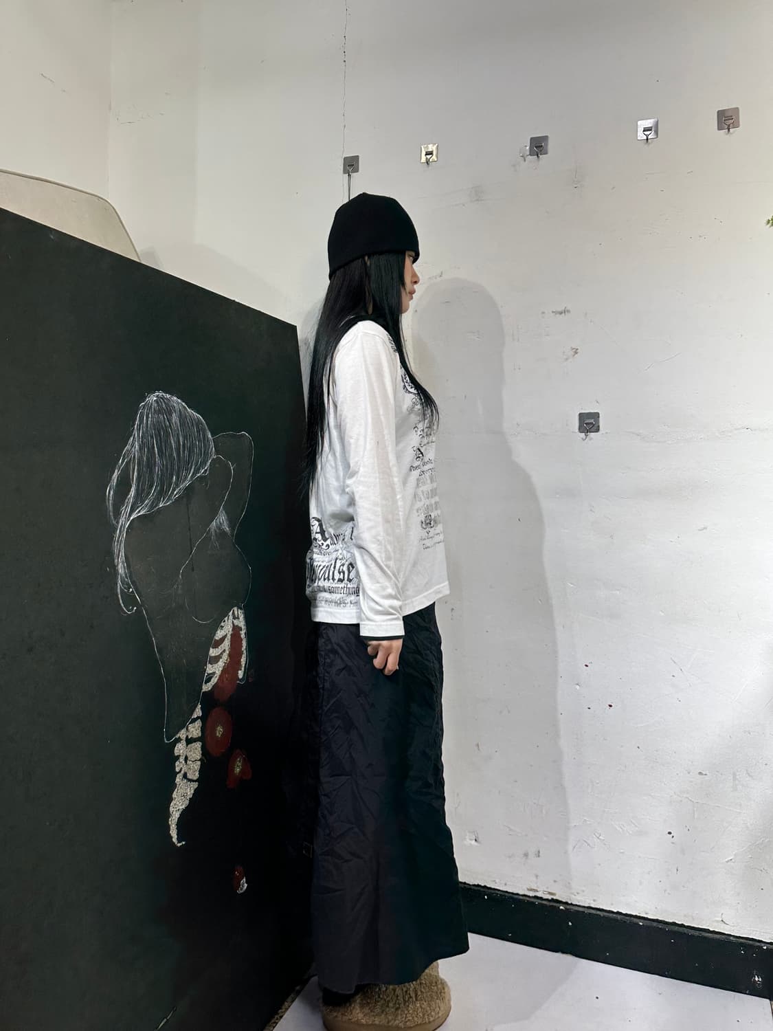 Jpn 일본 빈티지 고딕 펑크 해골 프린팅 롱슬리브 L 상품이미지2