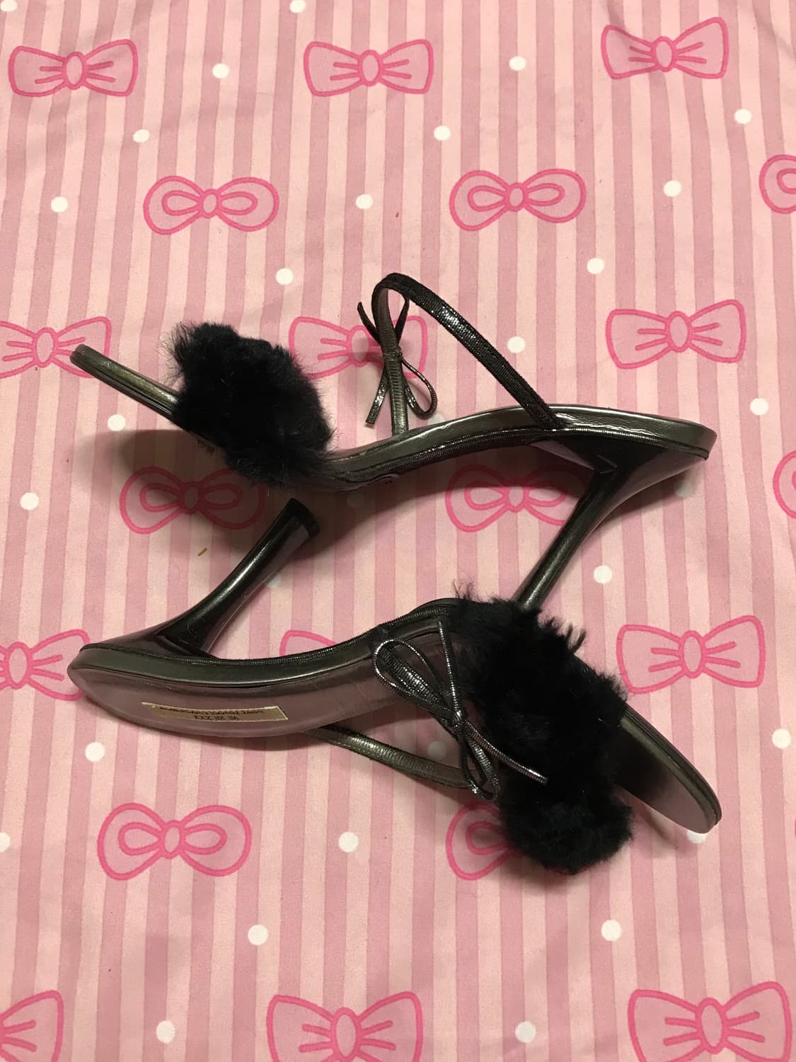 블랙퍼 뮬 슬리퍼힐 오네갸루 갸루신발 상품이미지2