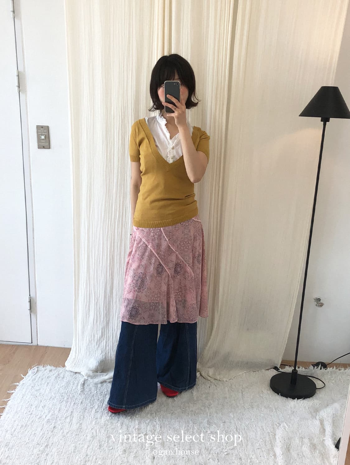 vintage pink paisley skirt 상품이미지3