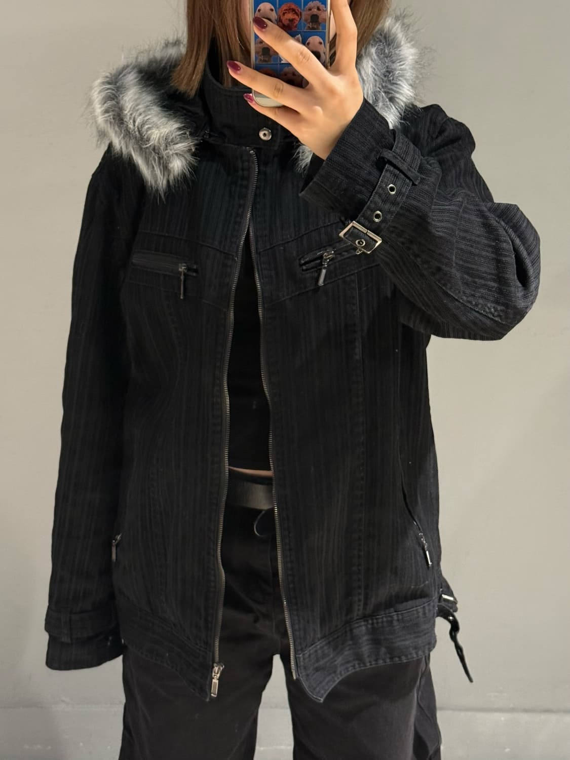 fur trimming buckle point jacket 상품이미지2