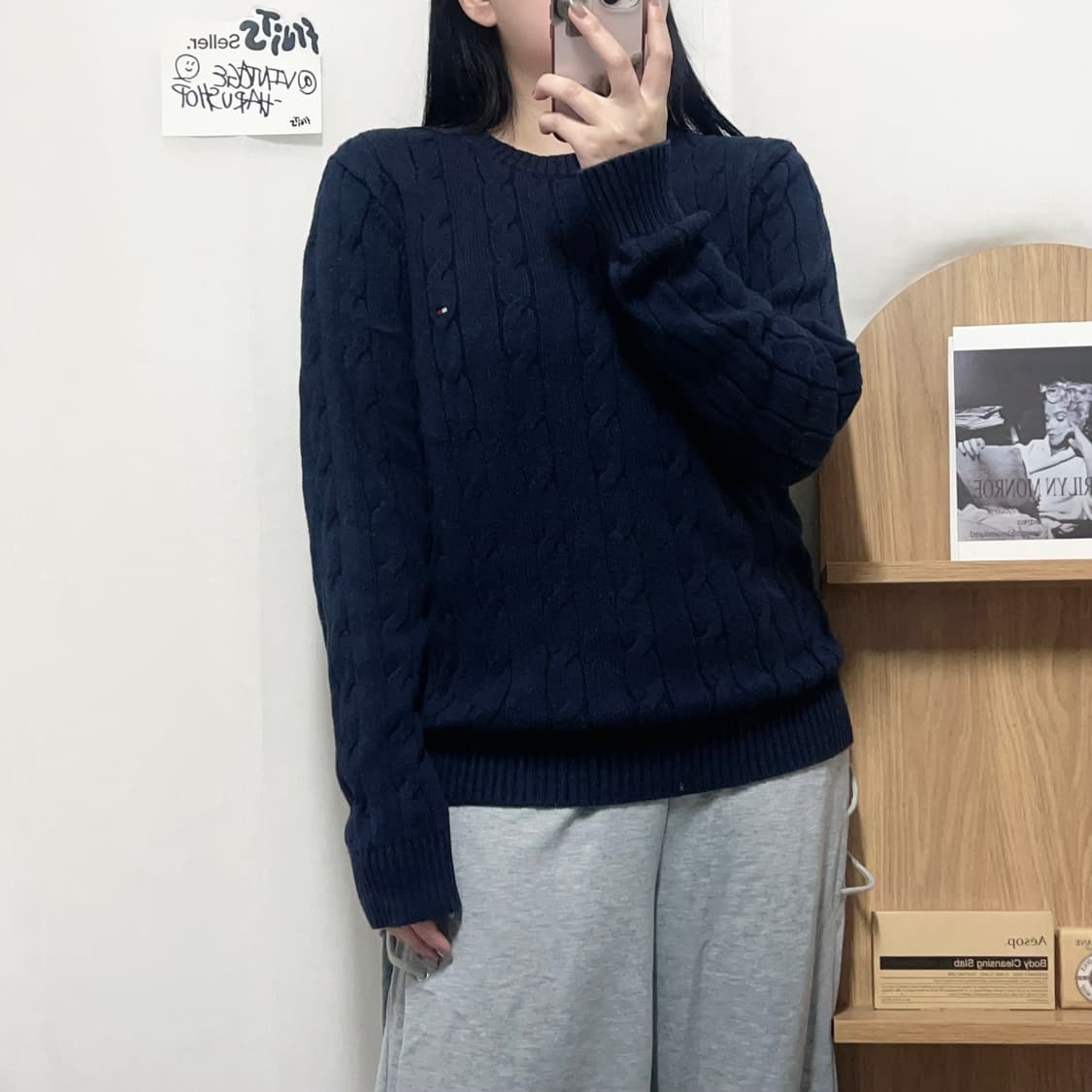 [정품] 타미 네이비 꽈배기 니트 [ M ] 상품이미지2