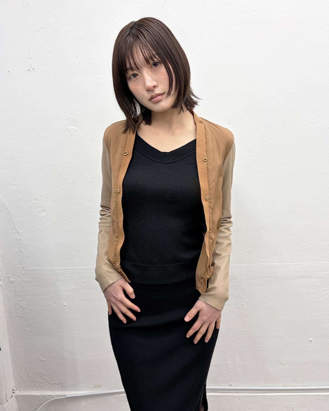 닐바렛 레더-슬리브 가디건 상품이미지1