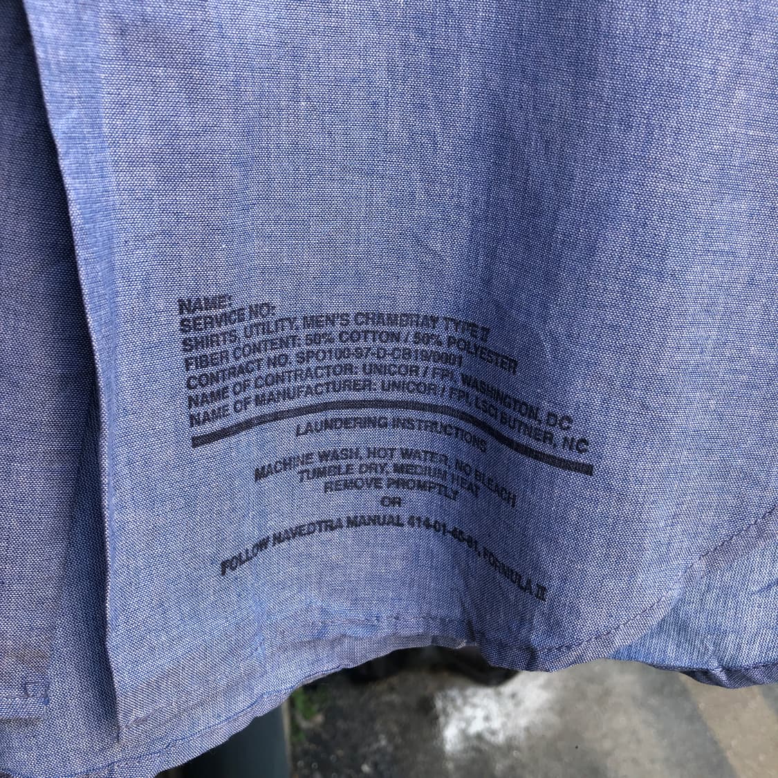 90s USN Chambray Shirt-M 상품이미지4
