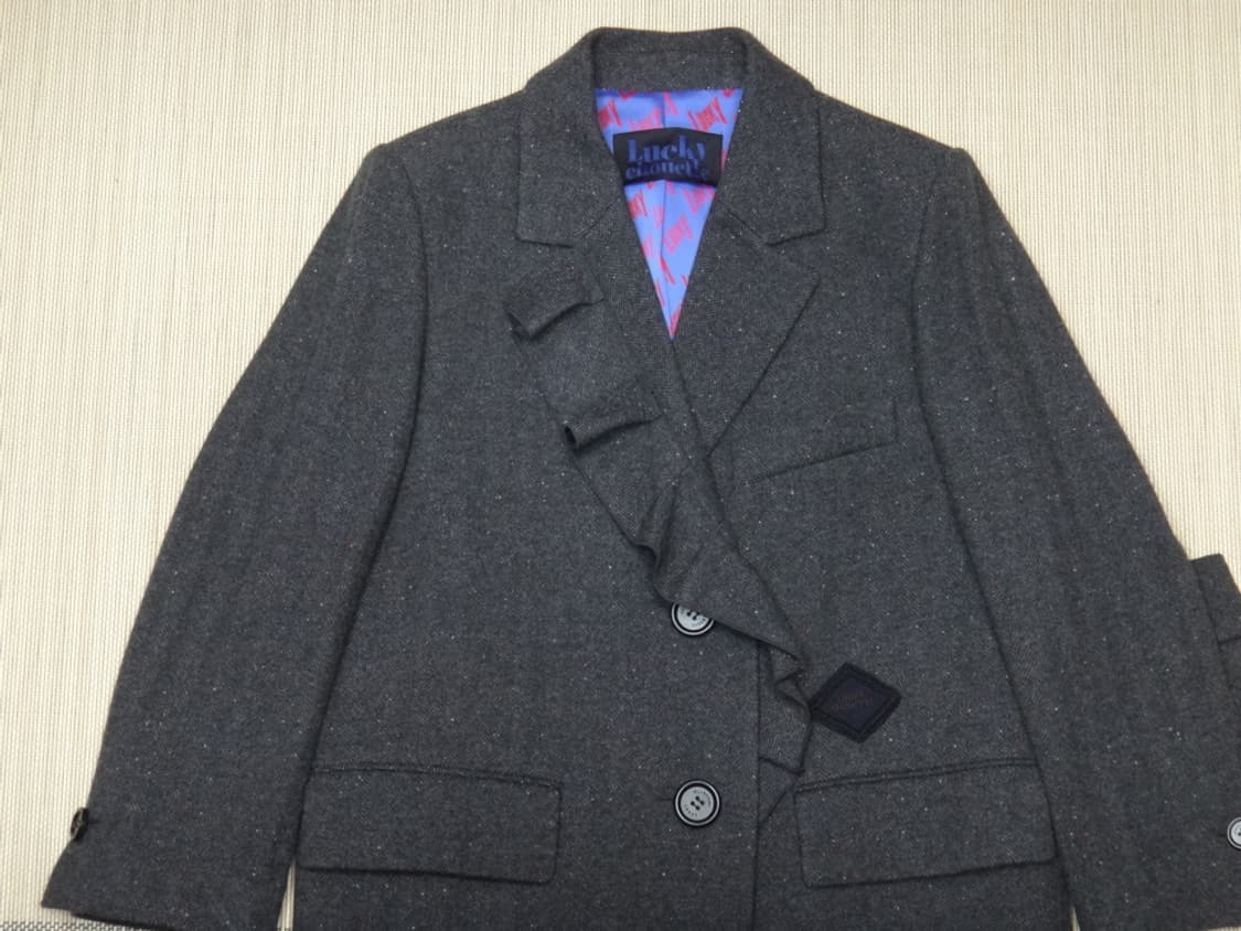 (36size) 럭키슈에뜨 언발란스 러플 울 하프코트 상품이미지3