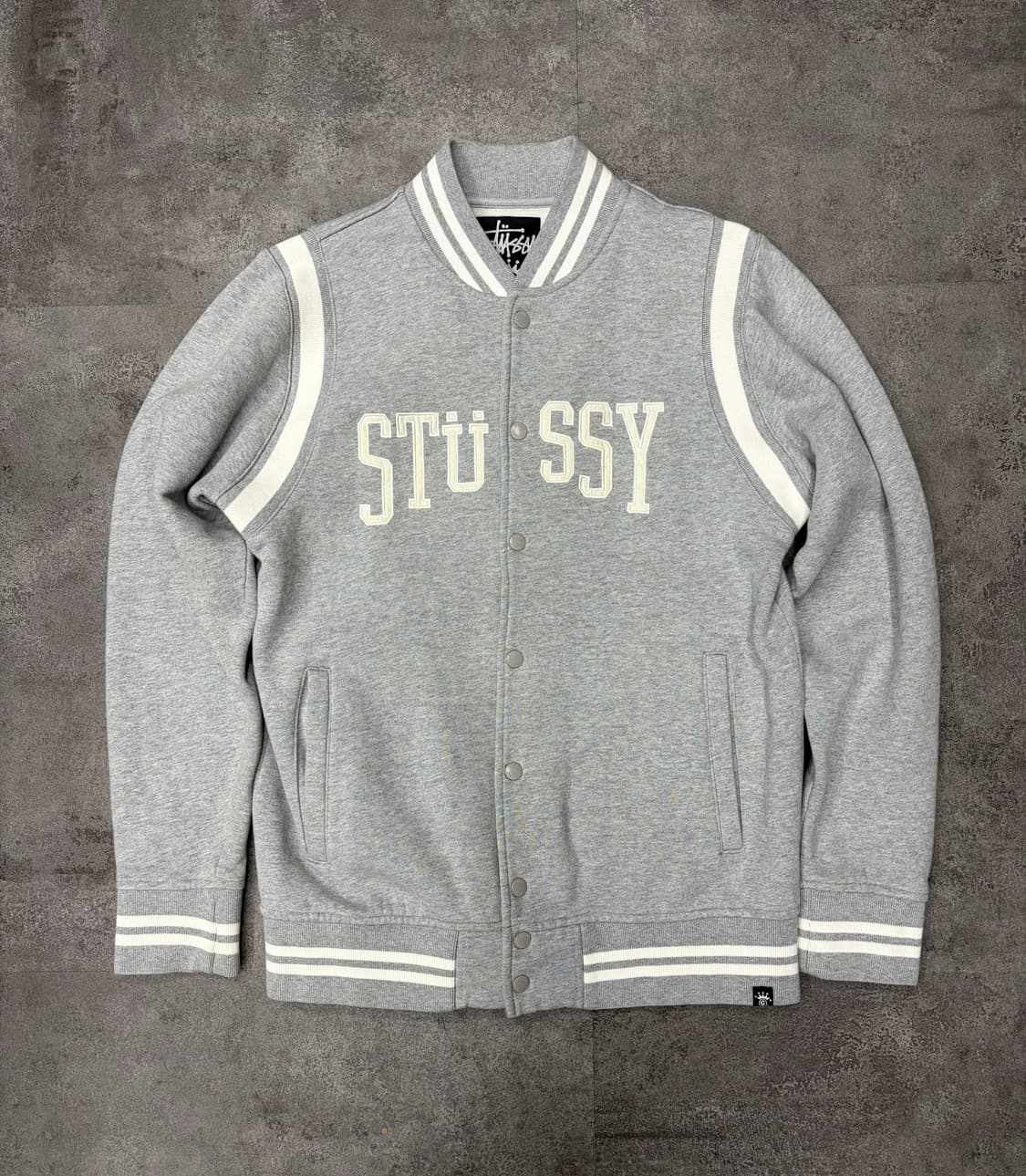 00s 스투시 스펠아웃 그레이 바시티 자켓 상품이미지1