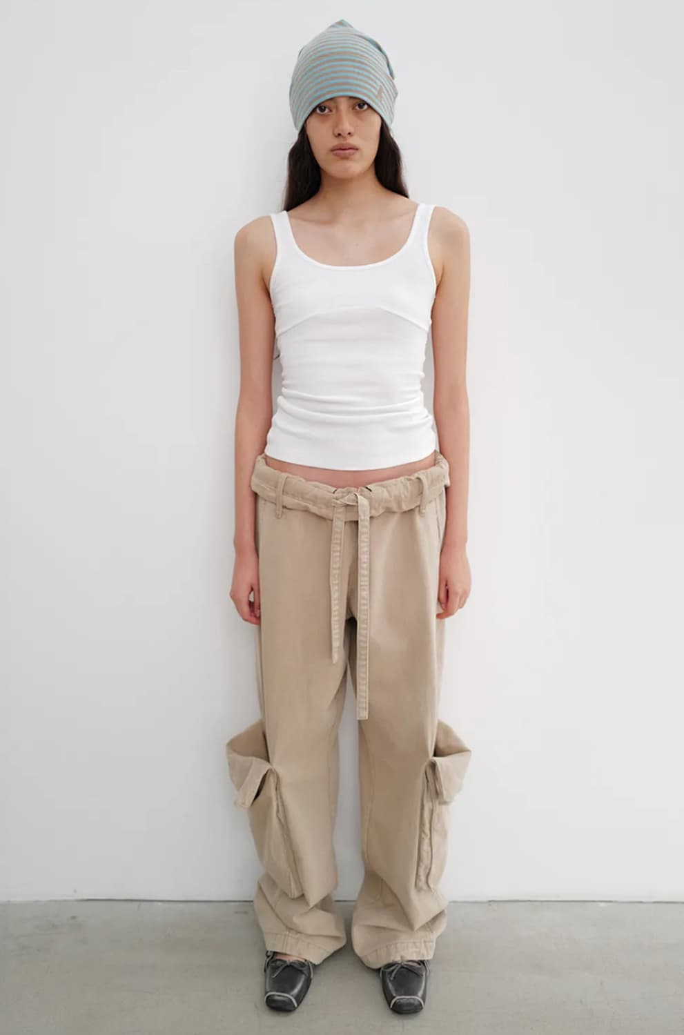 Open yy washed rolled cargo pants beige 상품이미지1