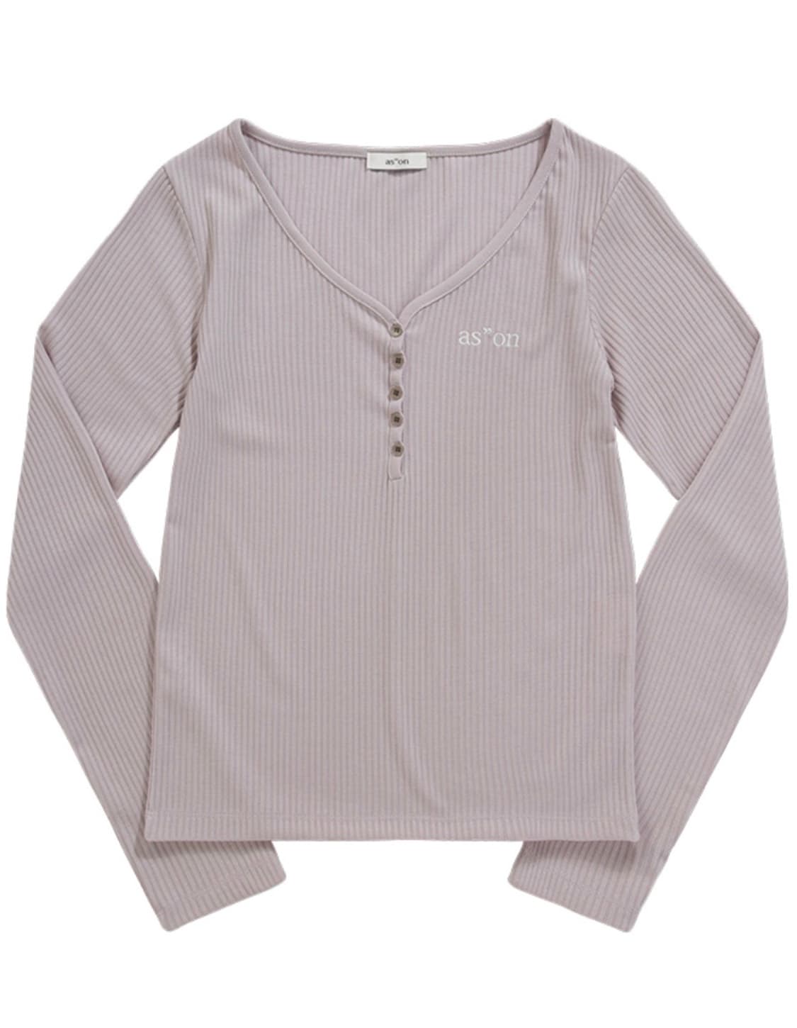 애즈온 WISH RIBBED BUTTON TEE / PINK 상품이미지1